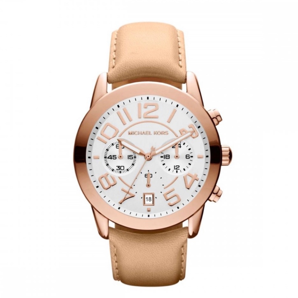 Michael Kors Leather Rose Gold Mercer Watch